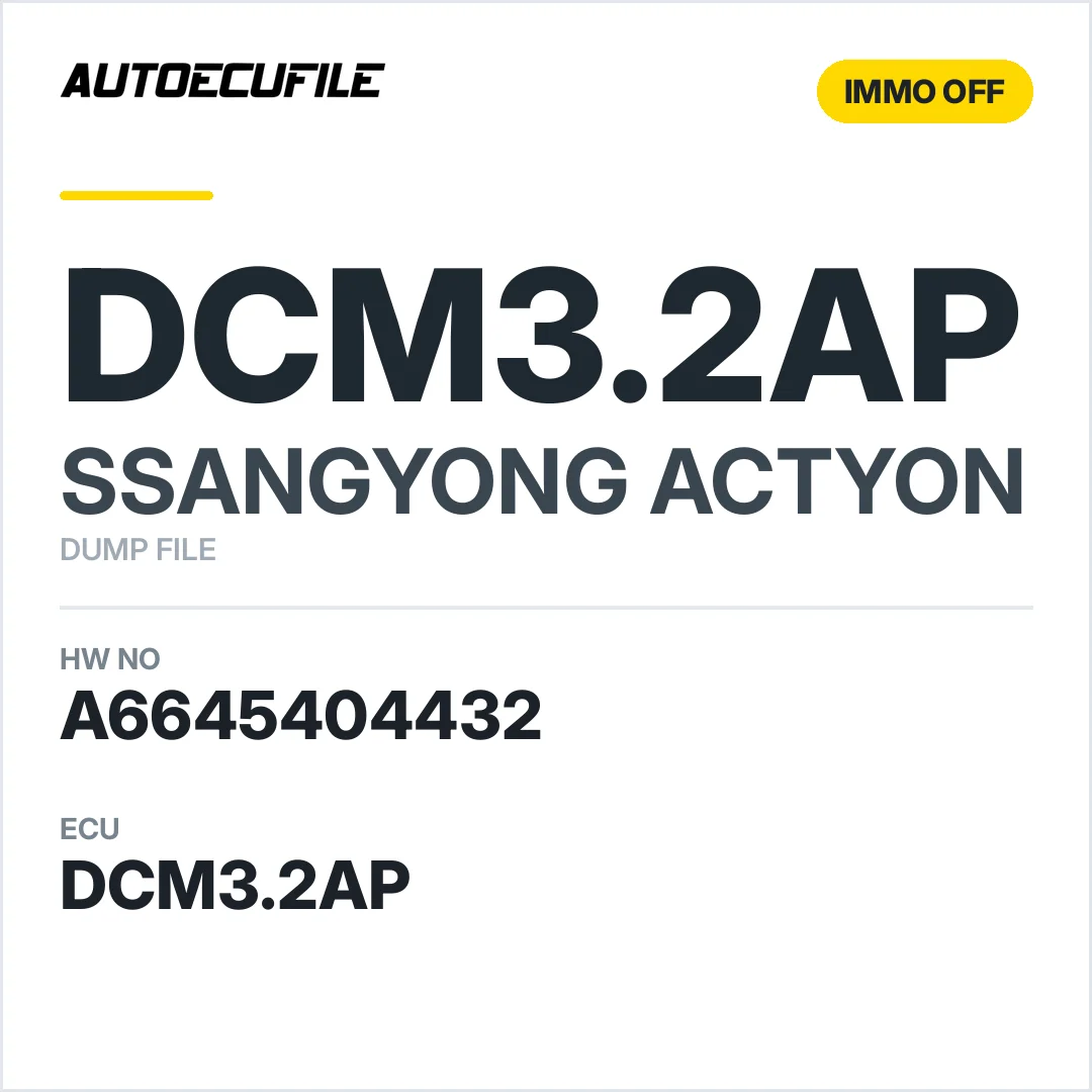 SSANGYONG ACTYON DCM3.2AP A6645404432 28091032 IMMO OFF DUMP