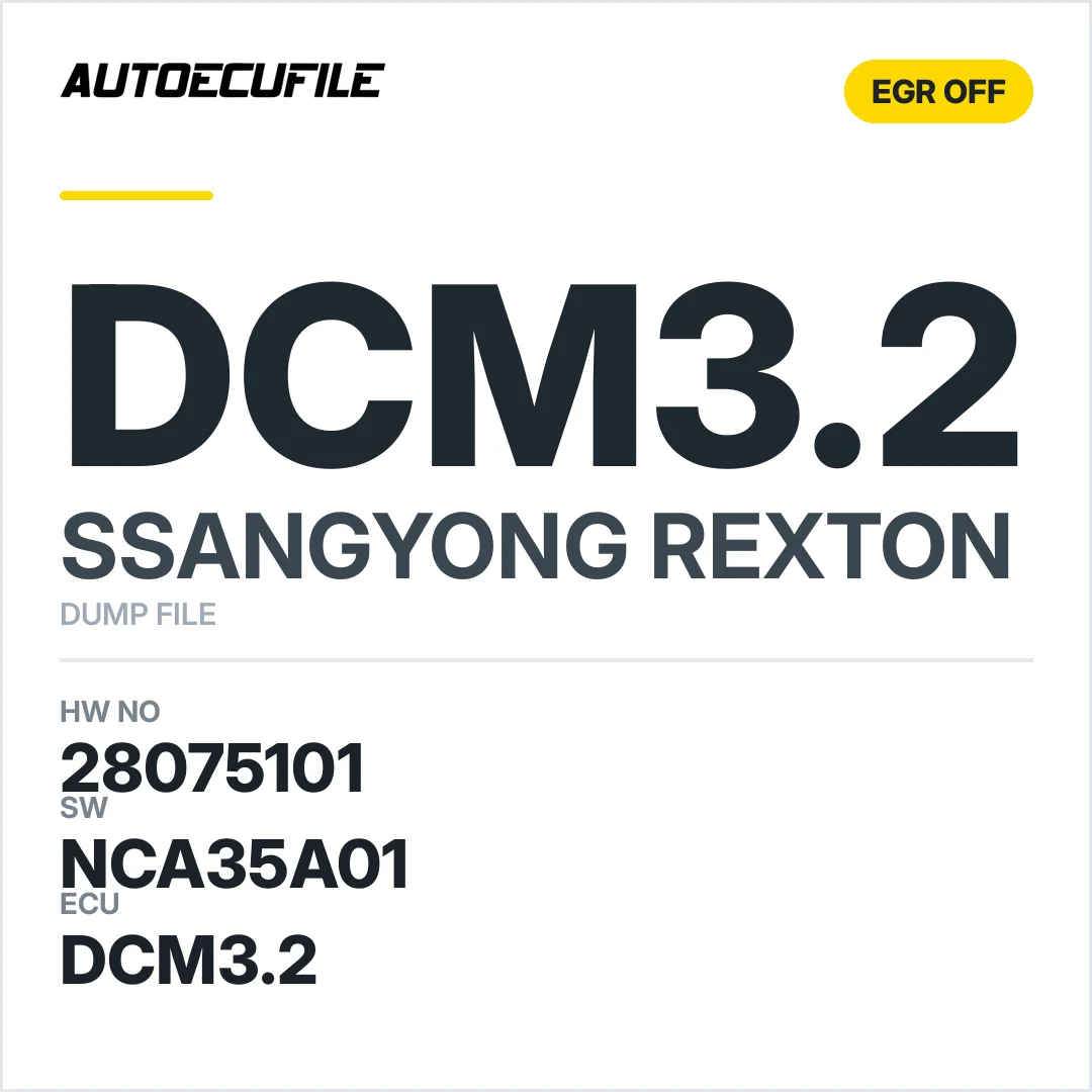 SSANGYONG REXTON DCM3.2 28075101 NCA35A01 EGR OFF DUMP