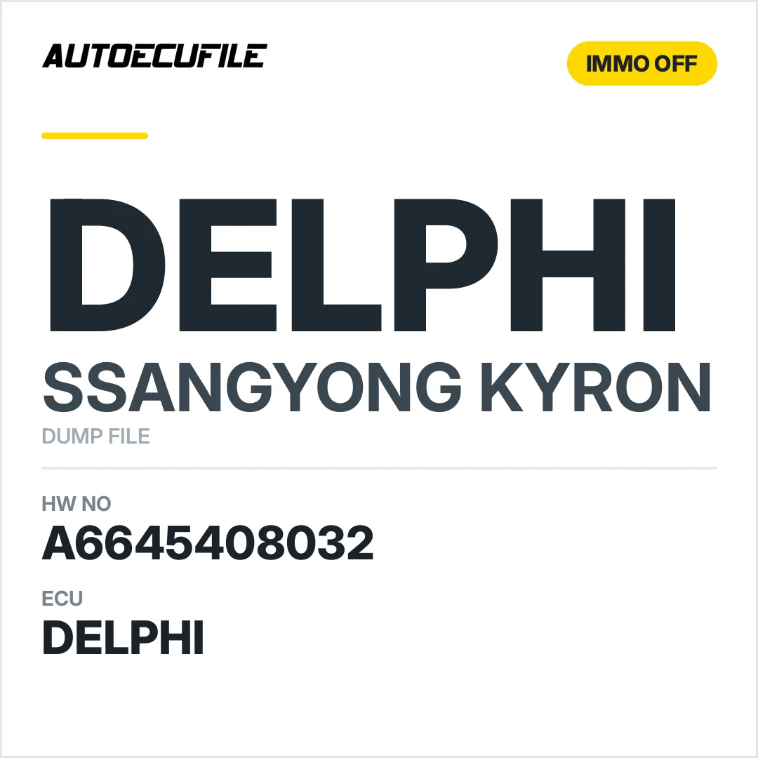SSANGYOUNG  KYRON DELPHI A6645408032 IMMO OFF DUMP