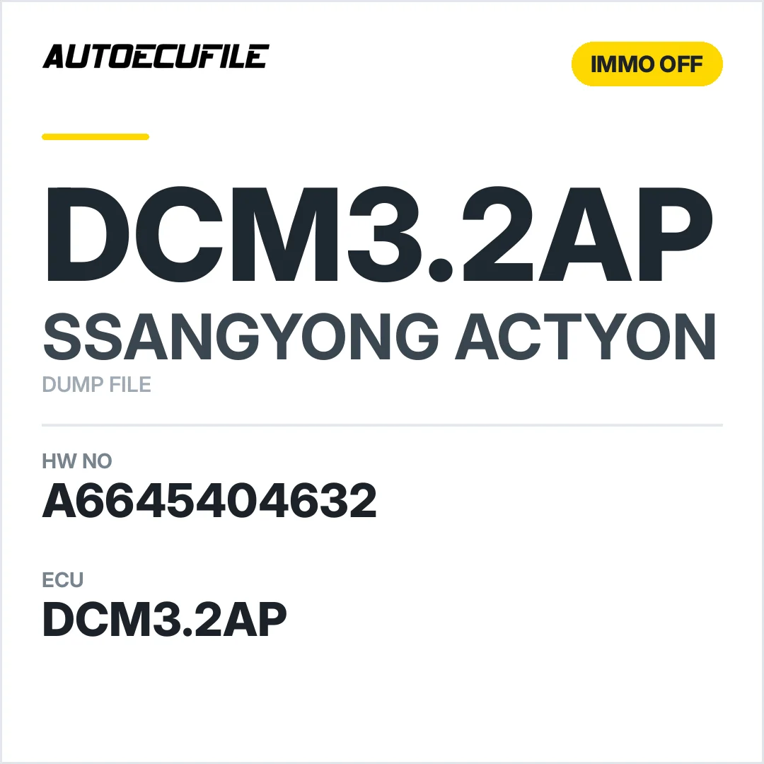 SSANYOUNG ACTYON DCM3.2AP A6645404632 28133166 IMMO OFF DUMP