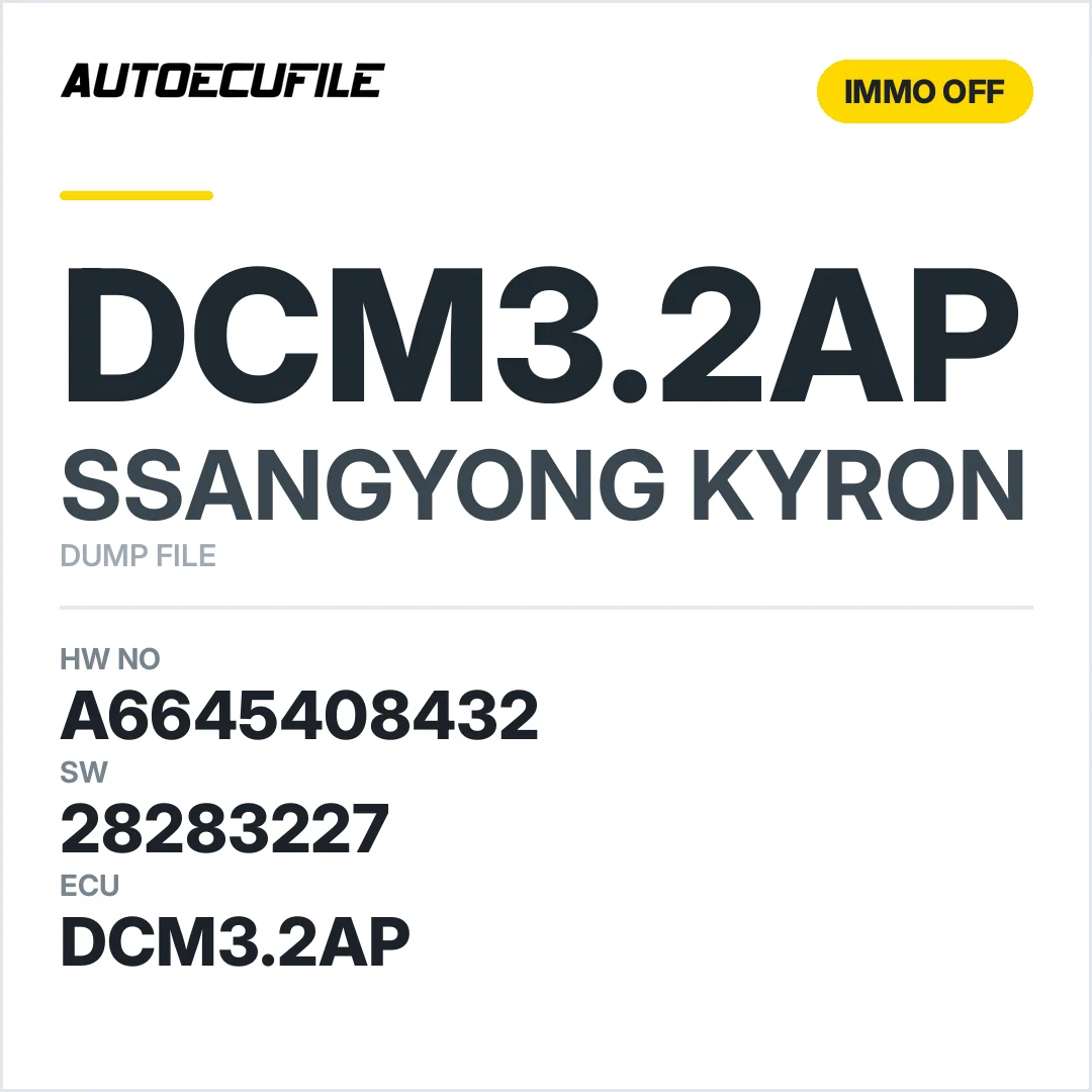 SSANYOUNG KYRON DCM3.2AP A6645408432 28283227 IMMO OFF DUMP
