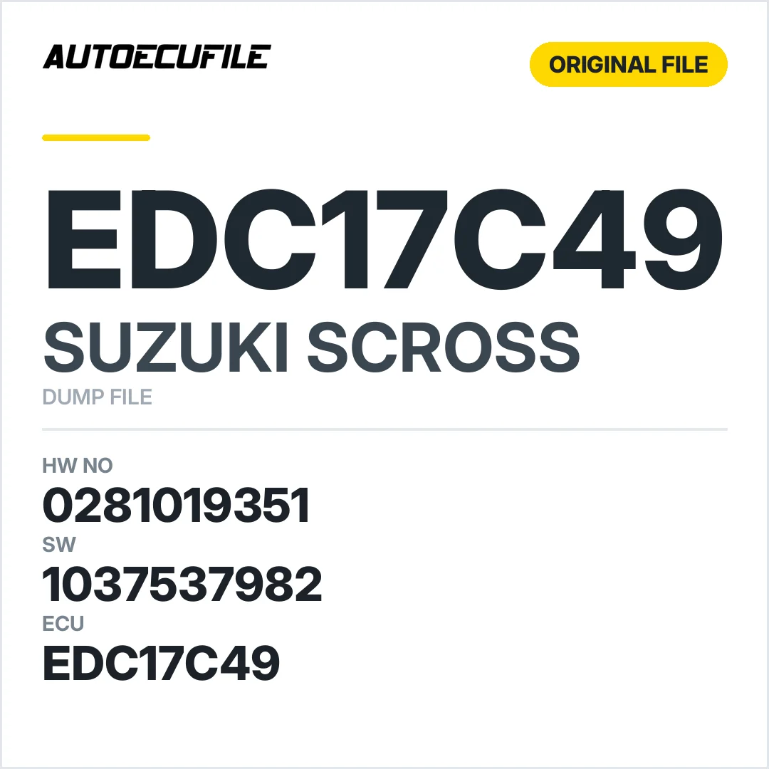 SUZUKI SCROSS  EDC17C49 0281019351 1037537982 DUMP