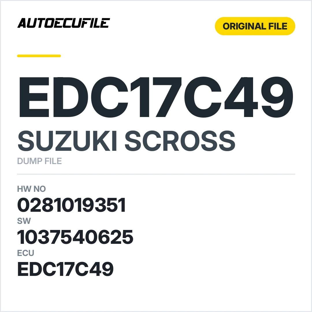 SUZUKI SCROSS EDC17C49 0281019351 1037540625 DUMP
