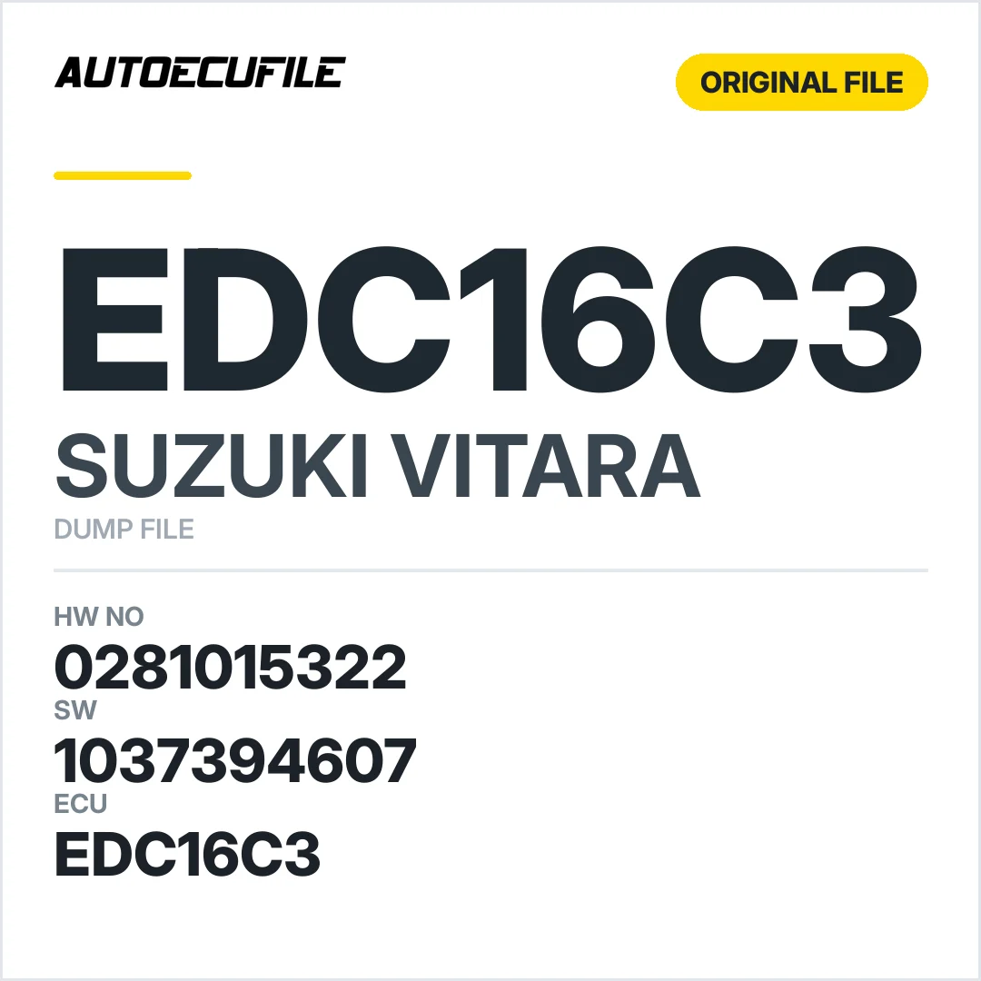 SUZUKI VITARA EDC16C3 0281015322 1037394607 DUMP