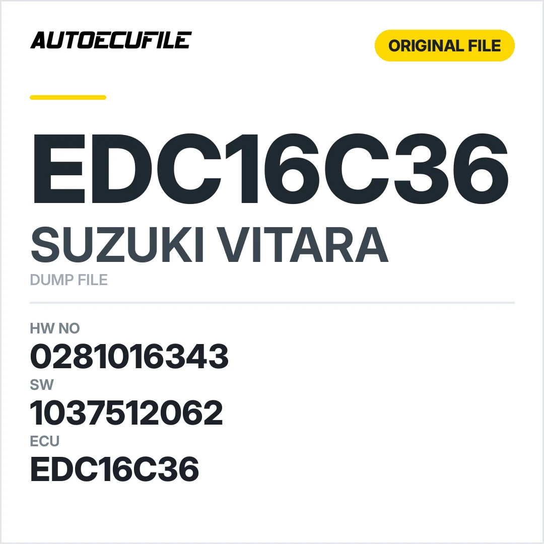 SUZUKI VITARA EDC16C36 0281016343 1037512062 DUMP