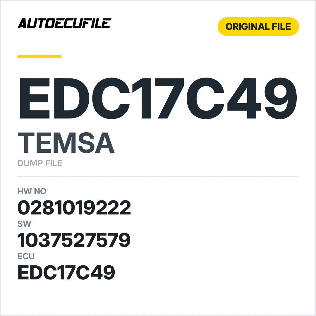 TEMSA EDC17C49 0281019222 1037527579 DUMP
