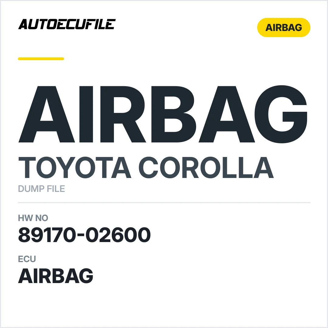 TOYOTA COROLLA AIRBAG 89170-02600 DUMP