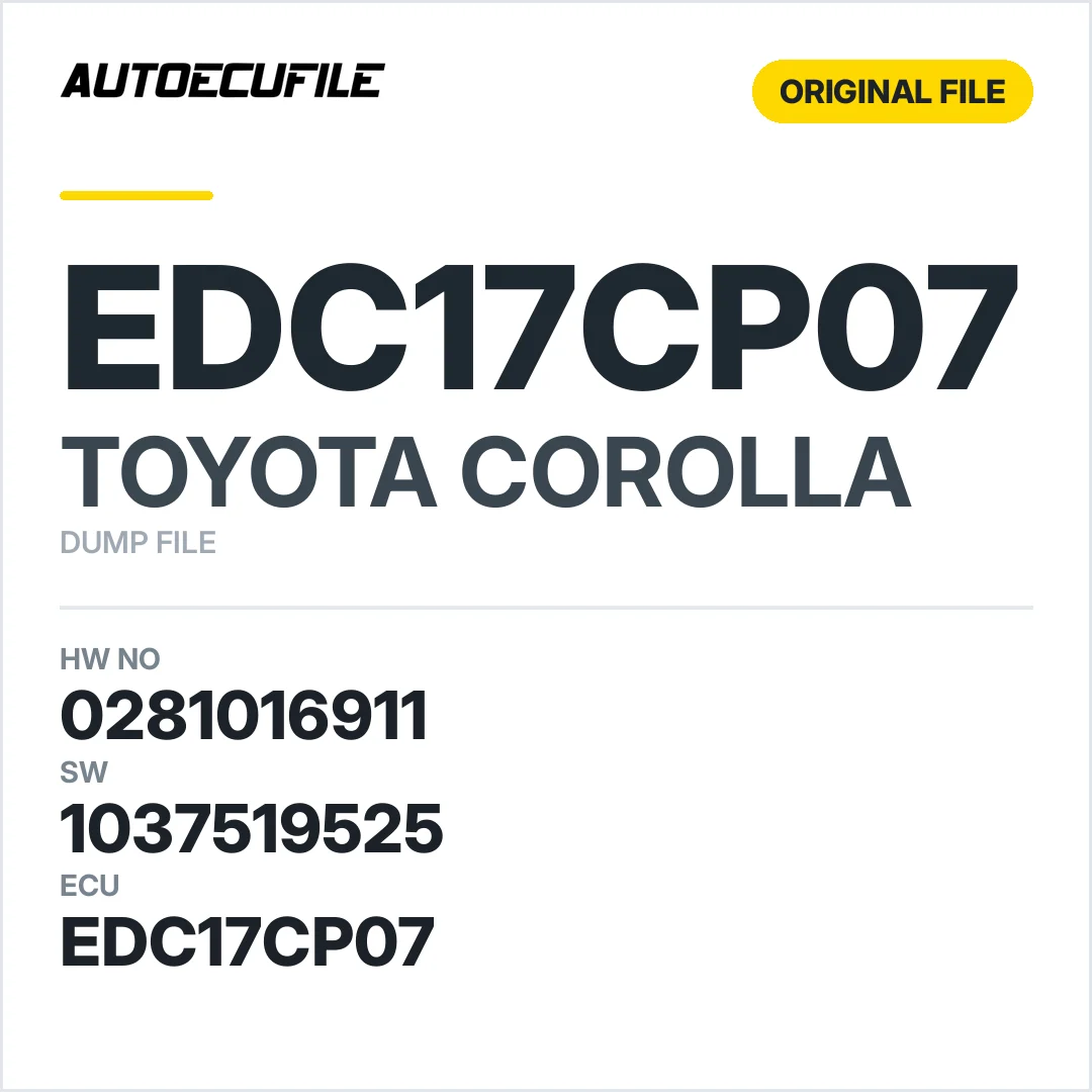 TOYOTA COROLLA EDC17CP07 0281016911 1037519525 DUMP