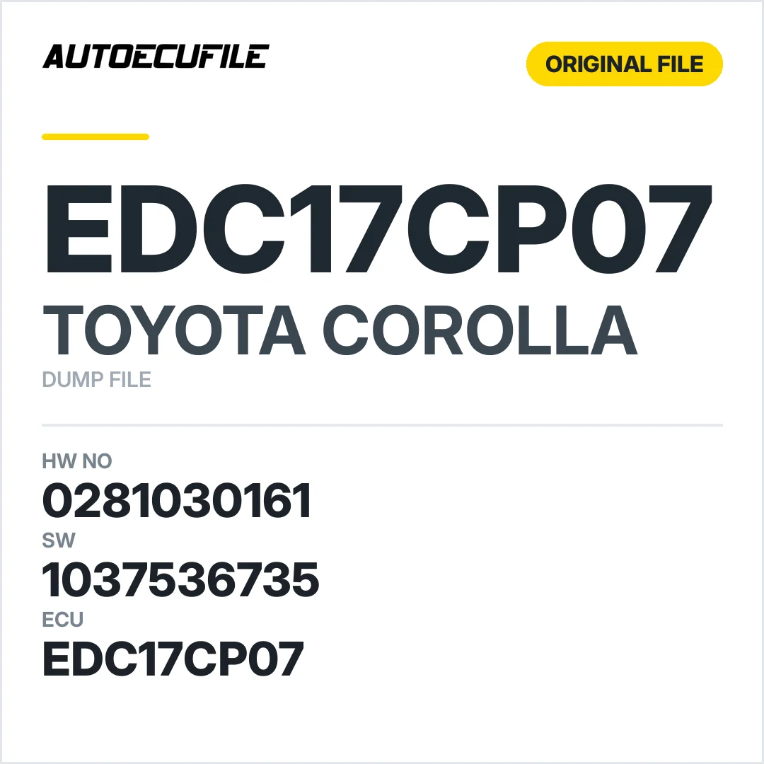 TOYOTA COROLLA EDC17CP37 0281030161 1037527612 1037536735 DUMP