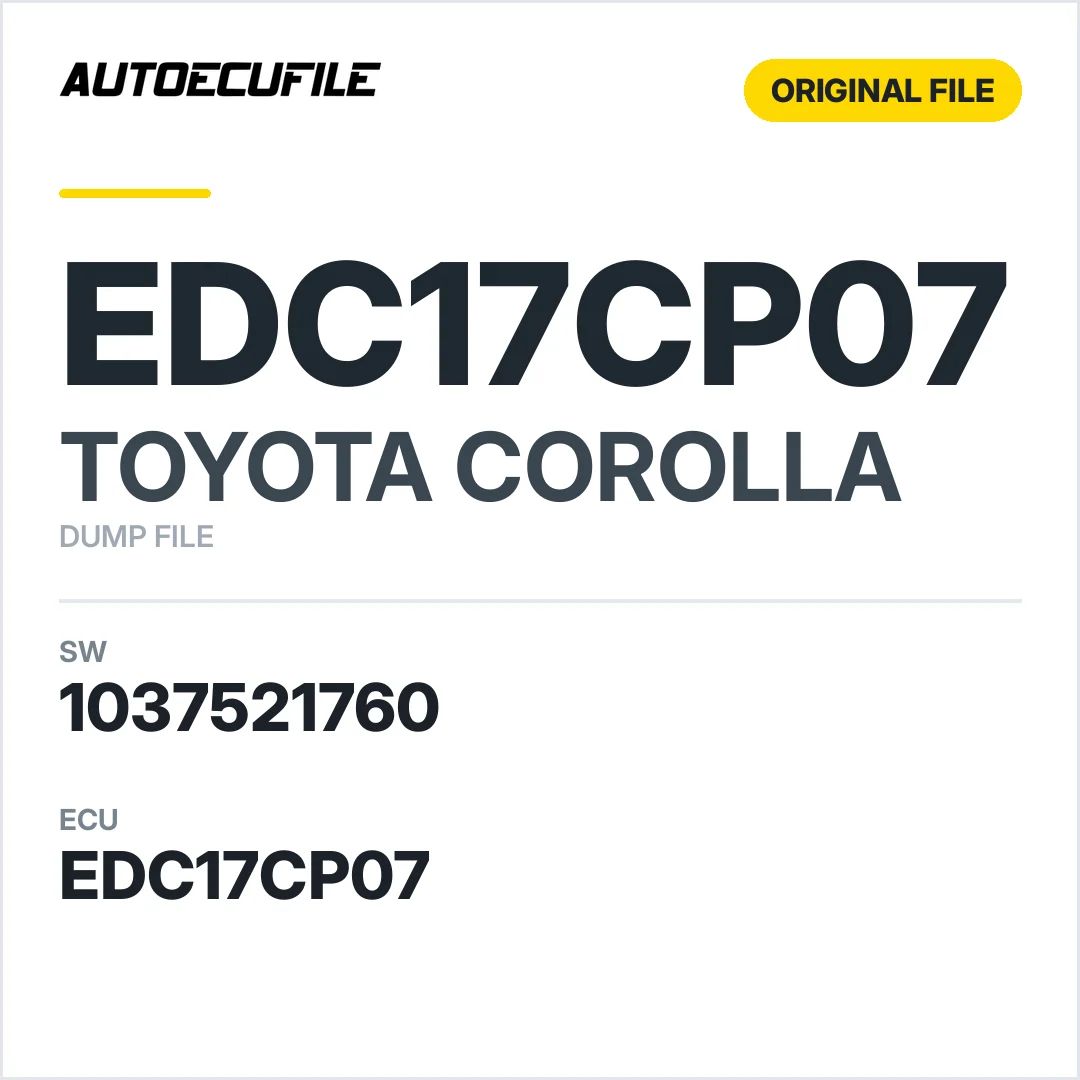 TOYOTA COROLLA EDC17CP07 89663-12B10 1037521760 DUMP