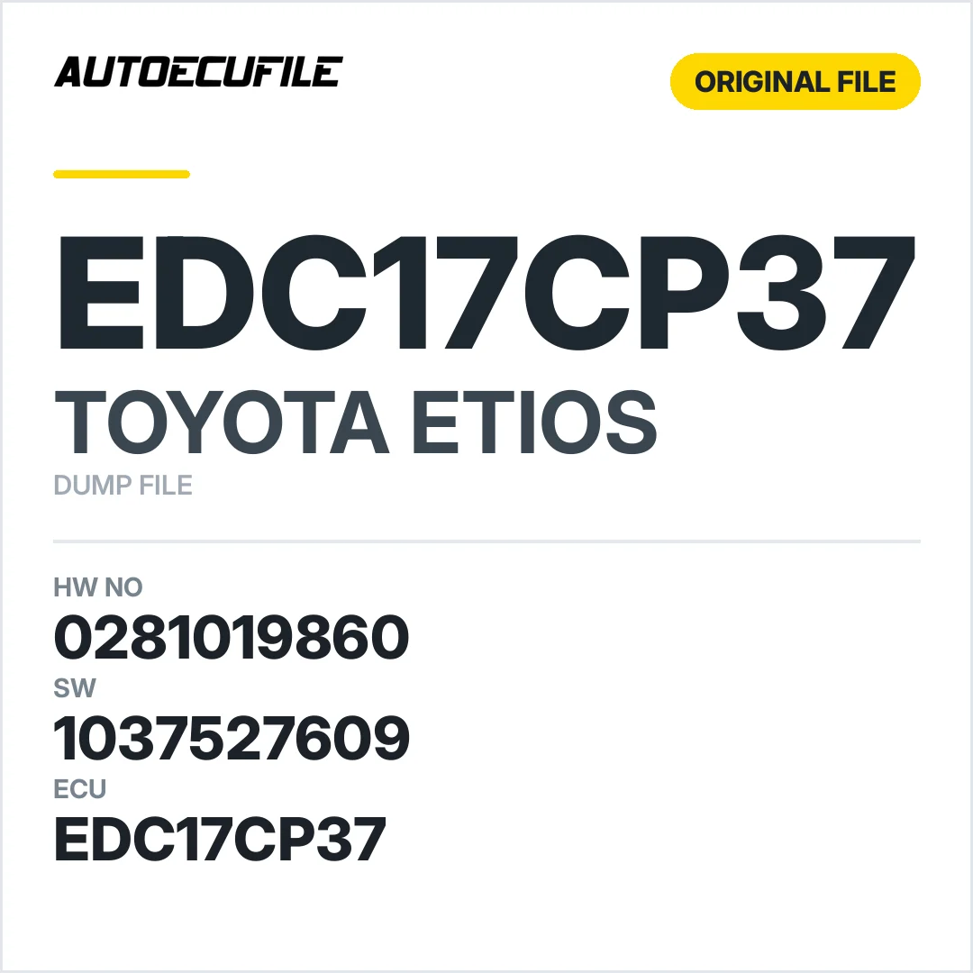 TOYOTA ETIOS EDC17CP37 0281019860 1037527609 DUMP
