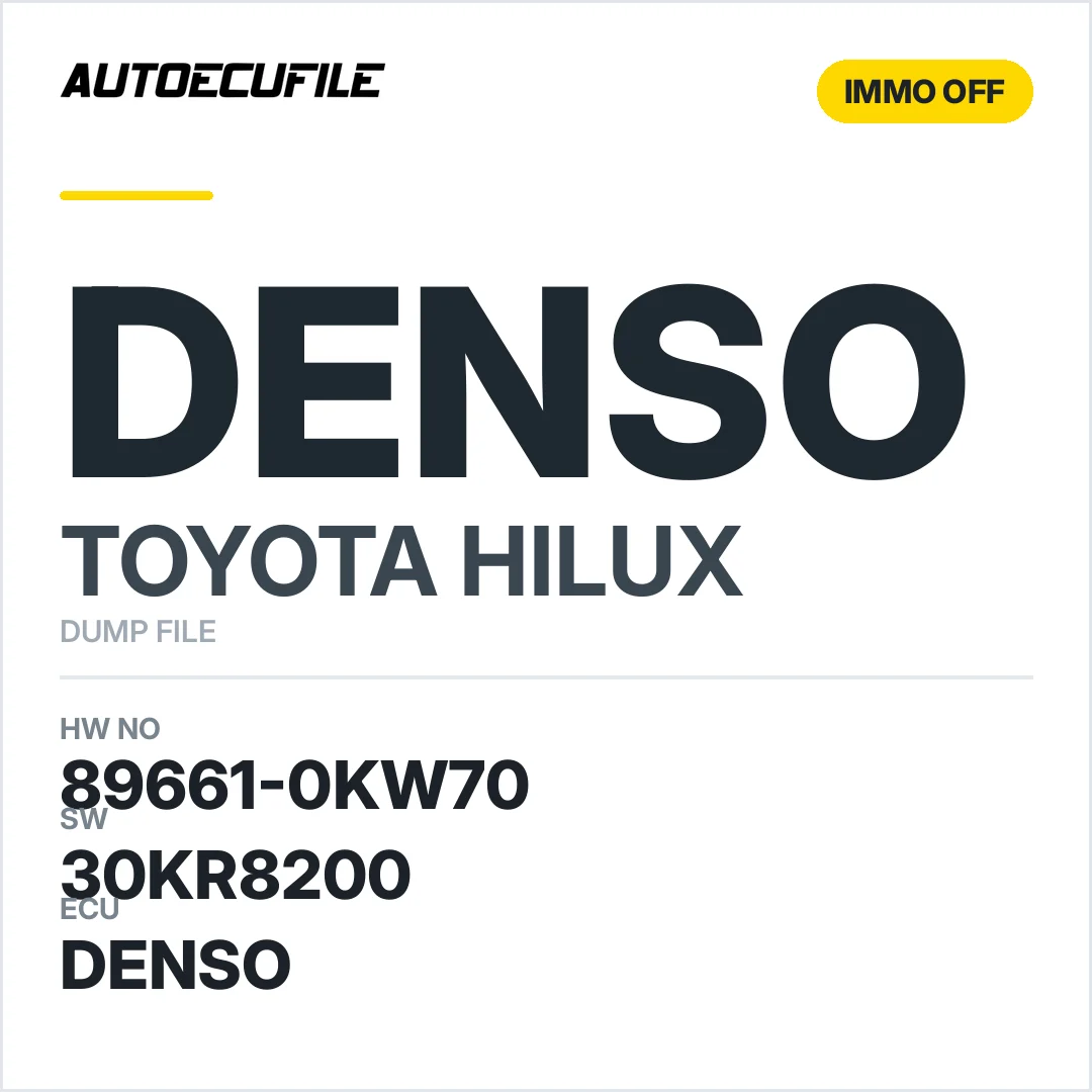TOYOTA HILUX DENSO 89661-0KW70 89663-0KR82 30KR8200 IMMO OFF DUMP