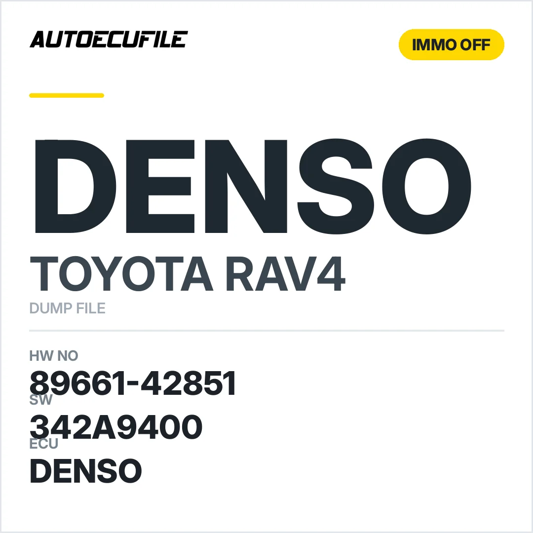 TOYOTA RAV4 DENSO 89661-42851 342A9400 IMMO OFF DUMP