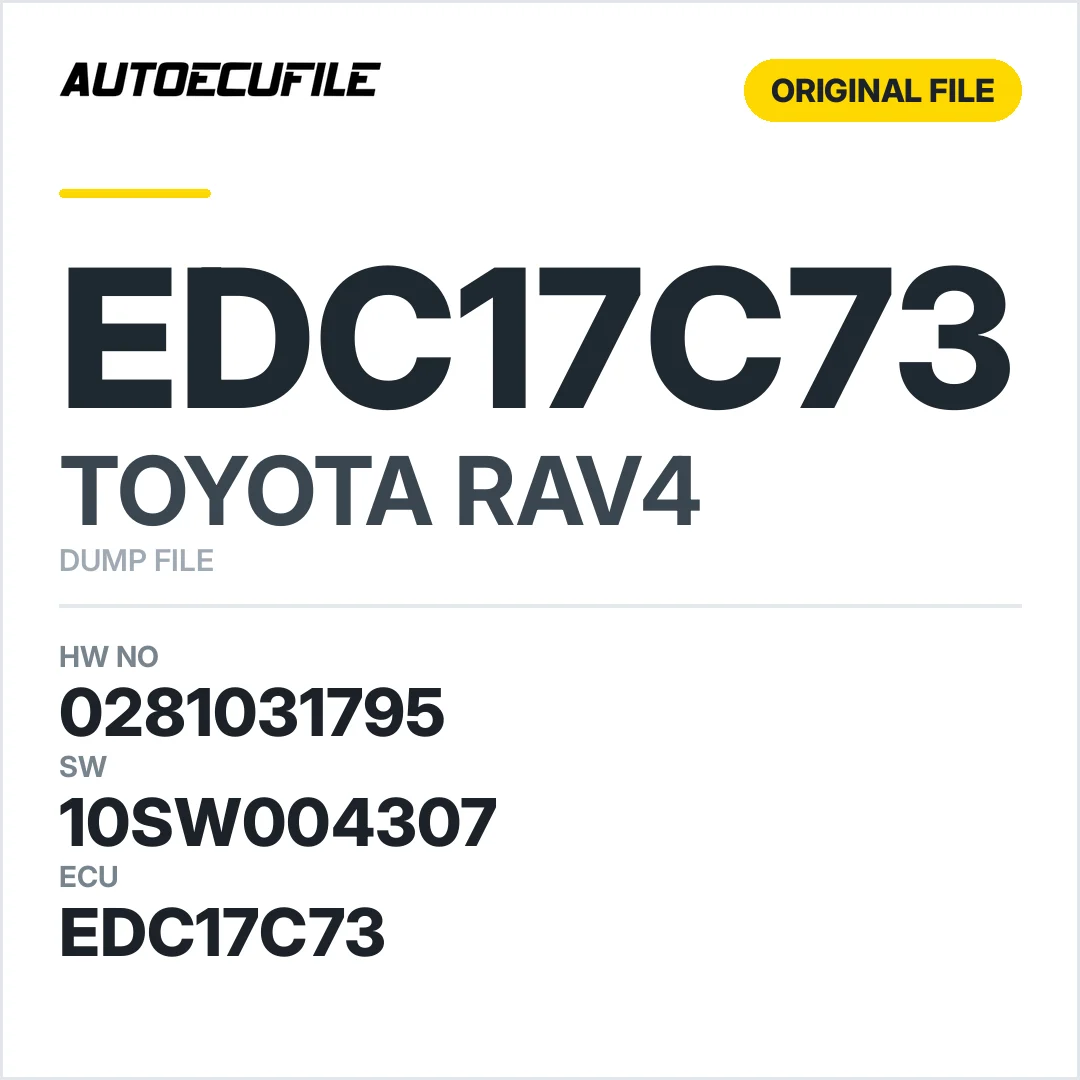 TOYOTA RAV4 EDC17C73 0281031795 10SW004307 DUMP