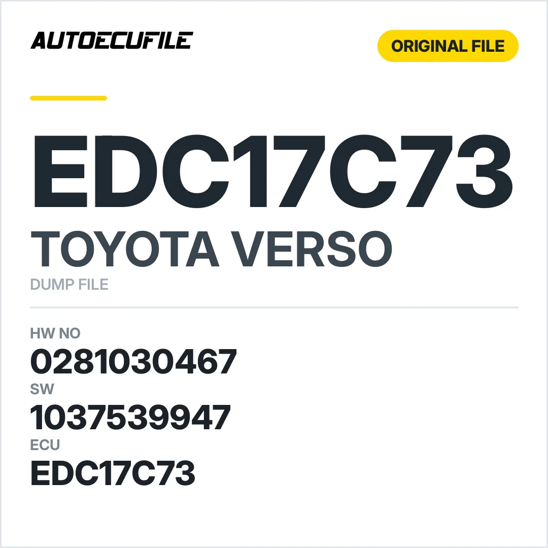 TOYOTA VERSO EDC17C73 0281030467  1037539947 DUMP