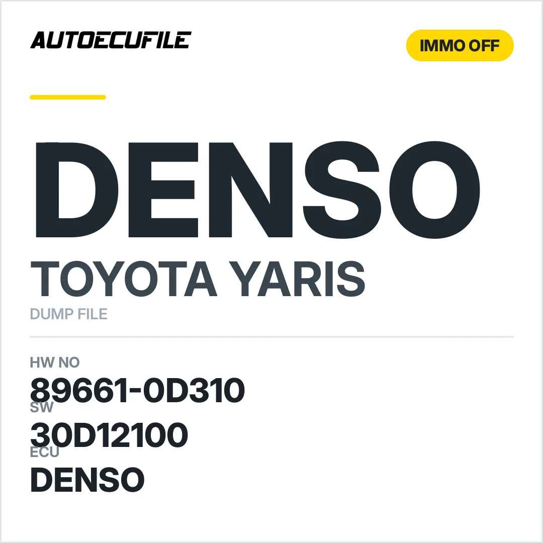 TOYOTA YARIS DENSO 89661-0D310 30D12100 IMMO OFF DUMP