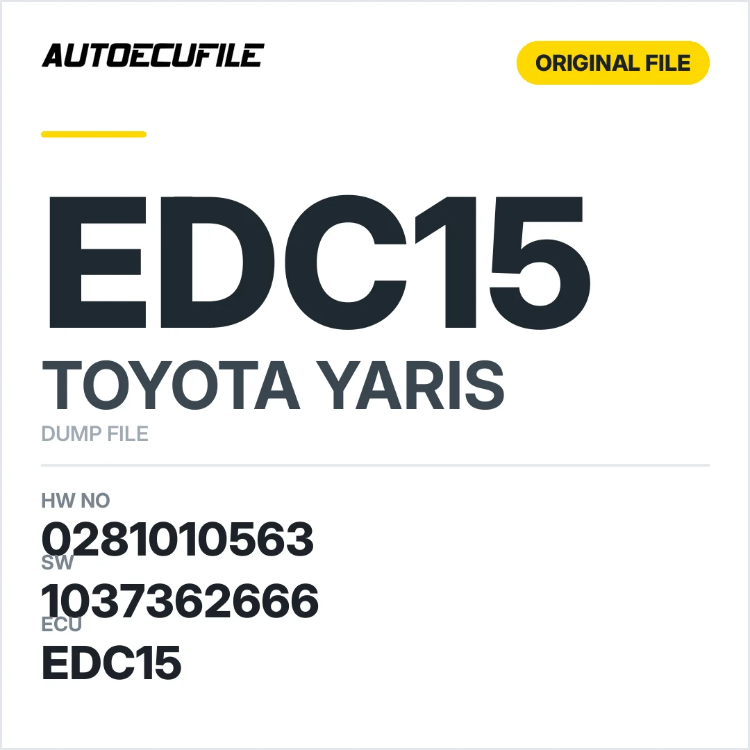 TOYOTA YARIS EDC15 0281010563 1037362666 DUMP