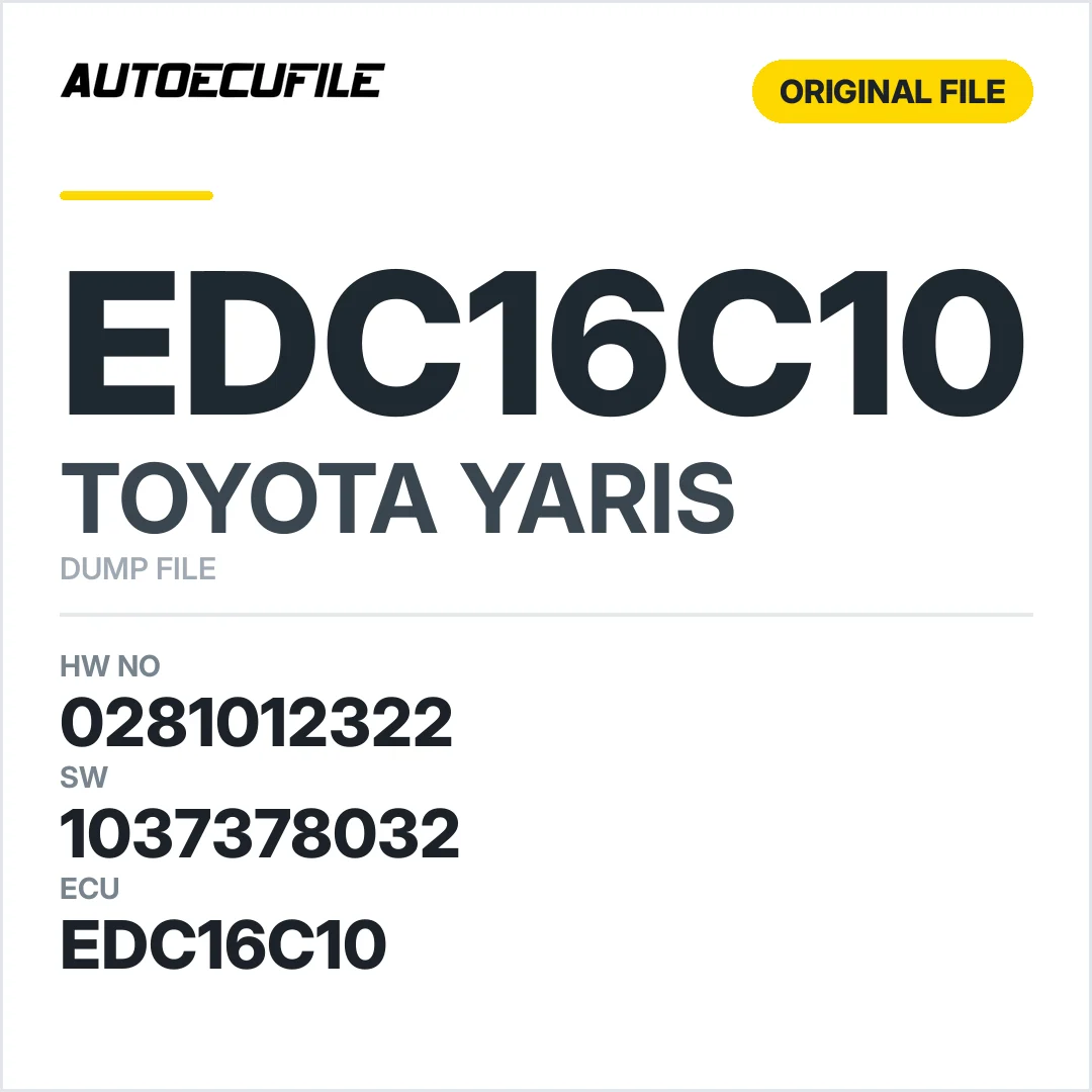 TOYOTA YARIS EDC16C10 0281012322 1037378032 DUMP