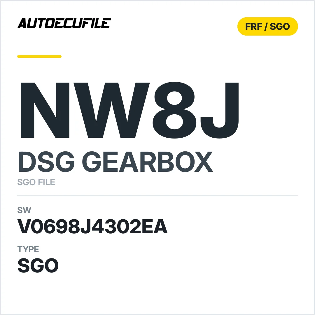 v0698J4302ea  getriebe DSG NW8J sw SGO FILE