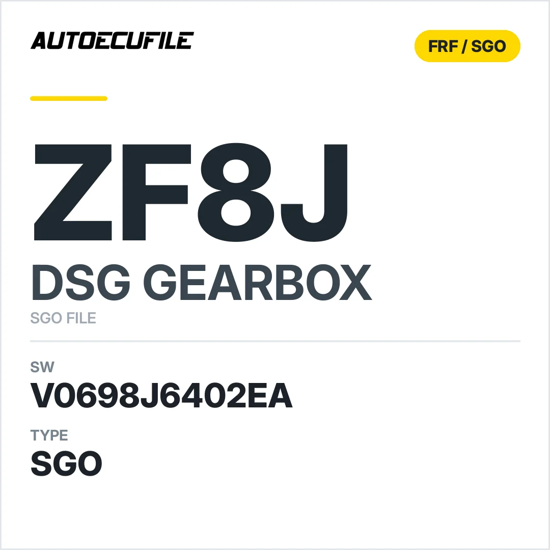 v0698J6402ea  getriebe DSG ZF8J sw SGO FILE