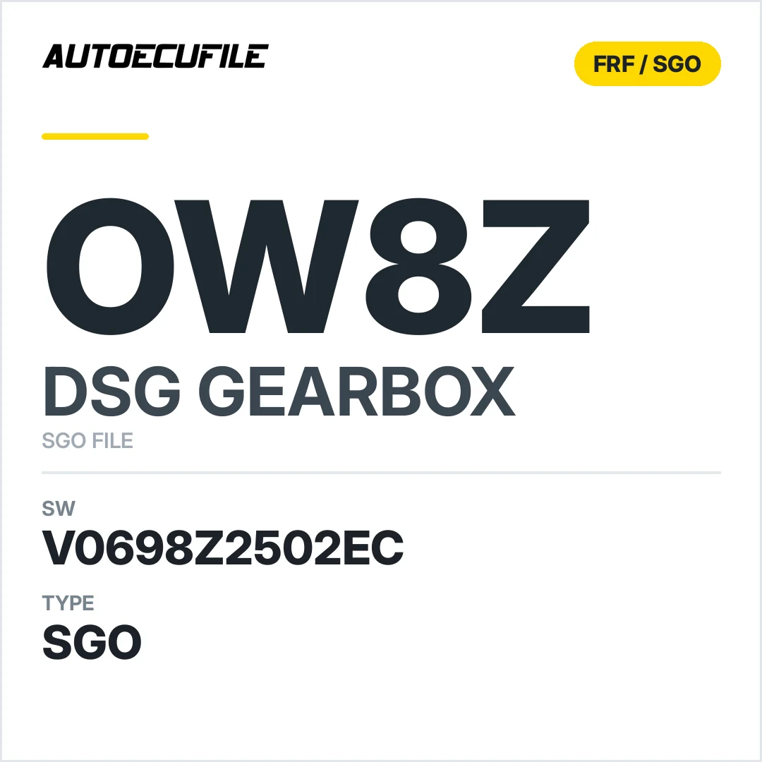 v0698z2502ec  getriebe DSG OW8z sw SGO FILE