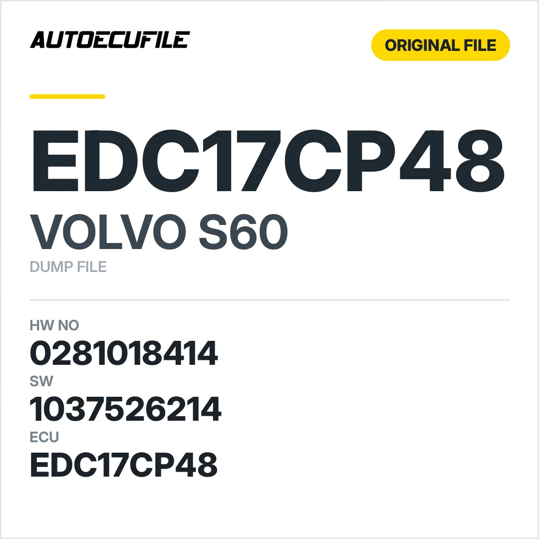 VOLVO S60 EDC17CP48 0281018414 1037526214 DUMP