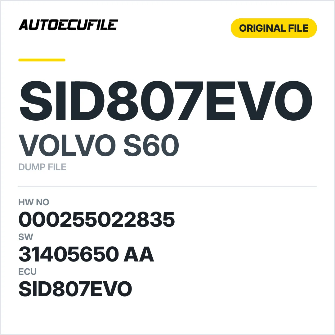 VOLVO S60 SID807EVO 000255022835 31405650 AA DUMP