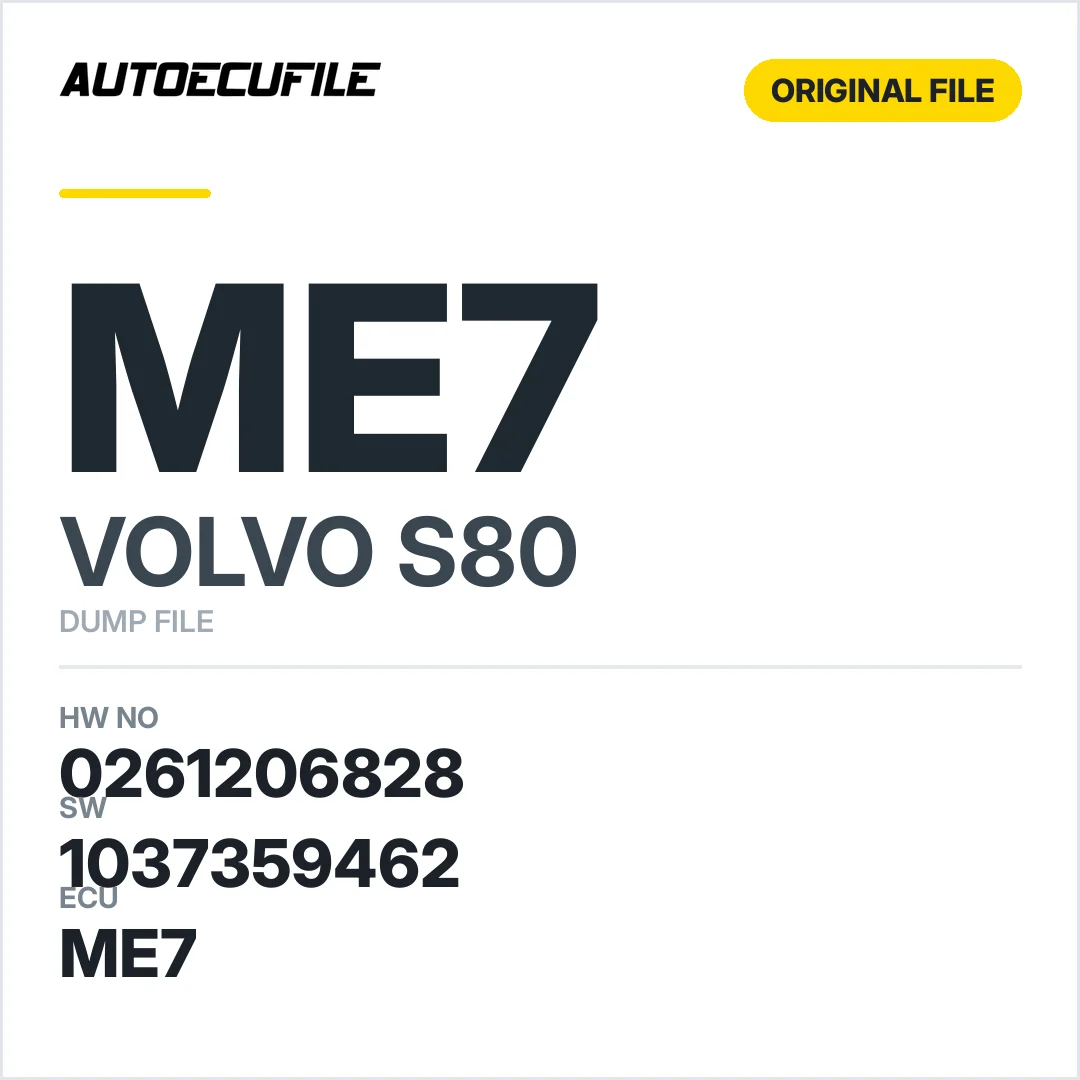VOLVO S80 ME7 0261206828 1037359462 DUMP