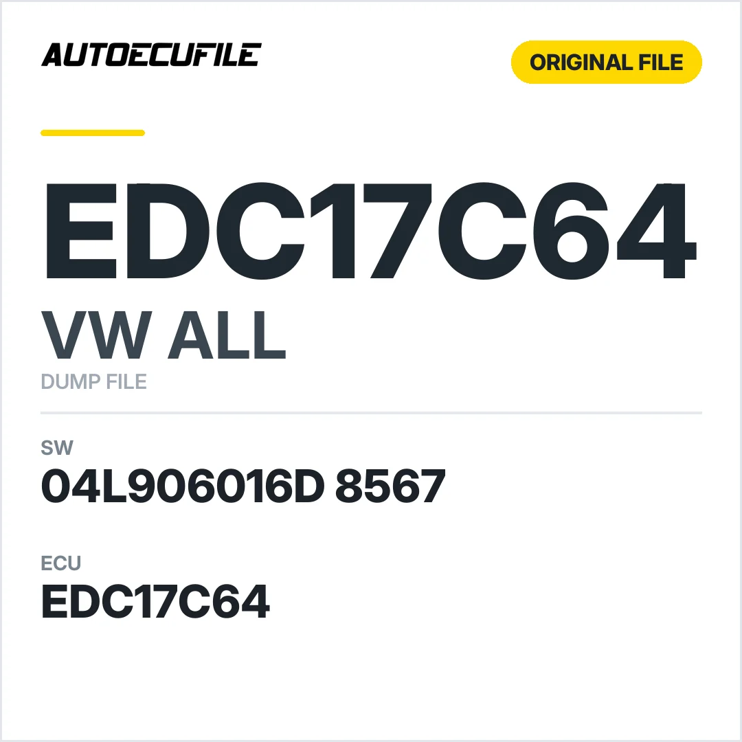 VW ALL EDC17C64 04L906016D 8567 10SW007259 DUMP