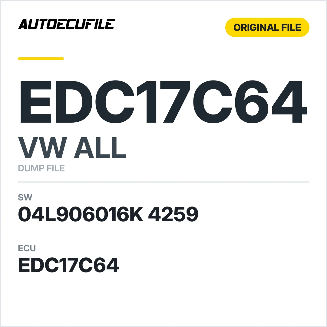 VW ALL EDC17C64 04L906016K 4259 10SW020268 DUMP