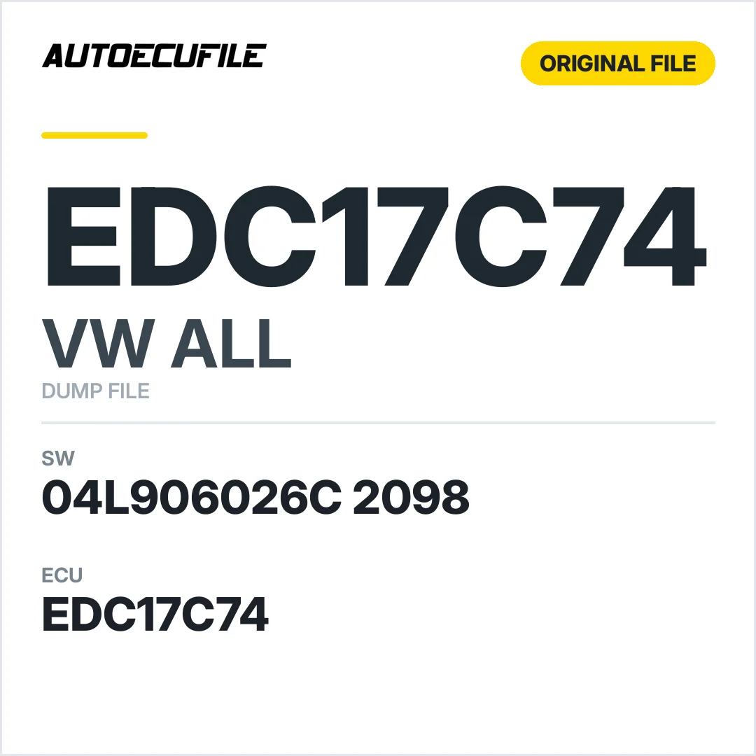 VW ALL EDC17C74 04L906026C 2098 10SW006371 DUMP