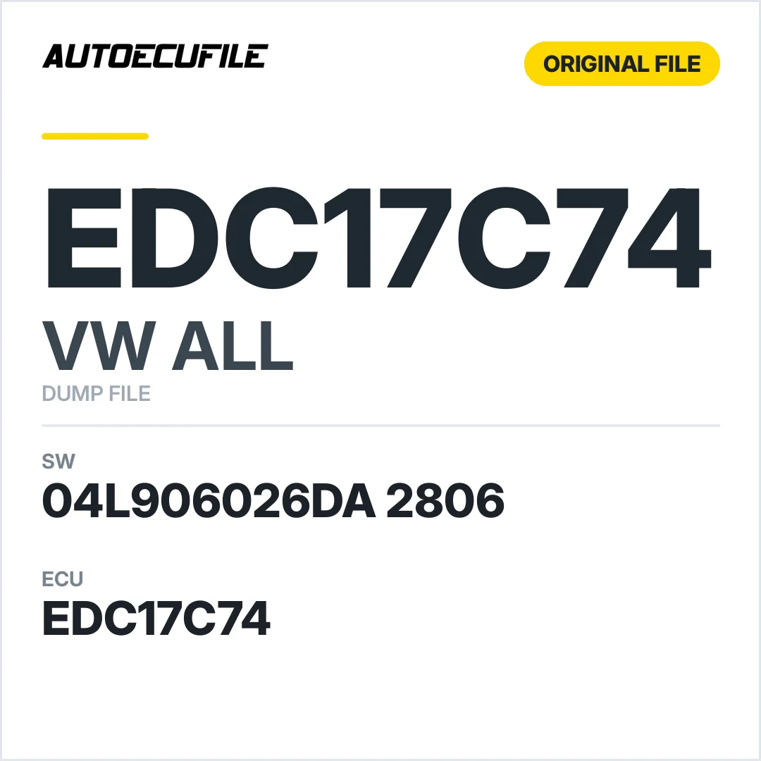 VW ALL EDC17C74 04L906026DA 2806 10SW007249 DUMP