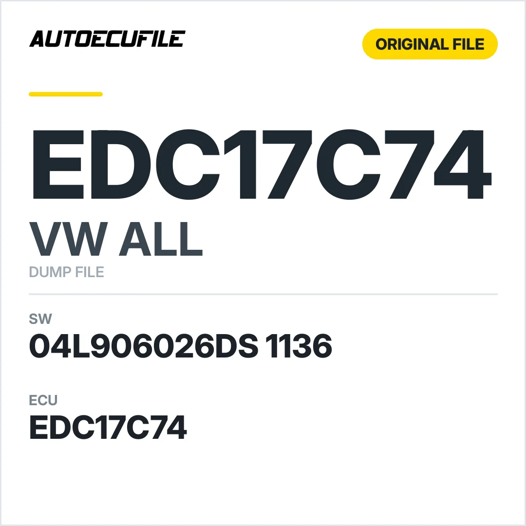 VW ALL EDC17C74 04L906026DS 1136 1037551686 DUMP
