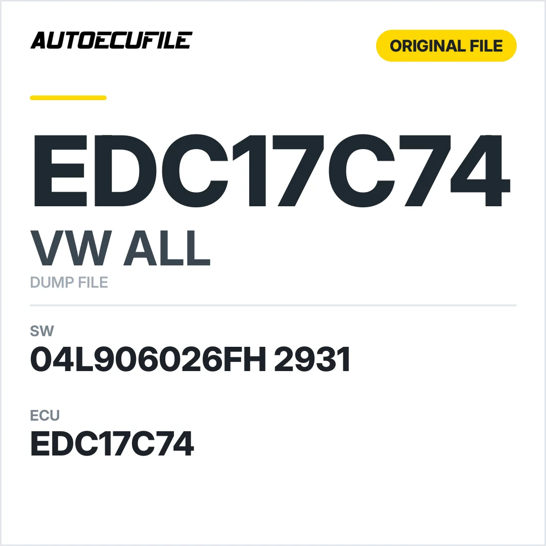 VW ALL EDC17C74 04L906026FH 2931 10SW007379 DUMP