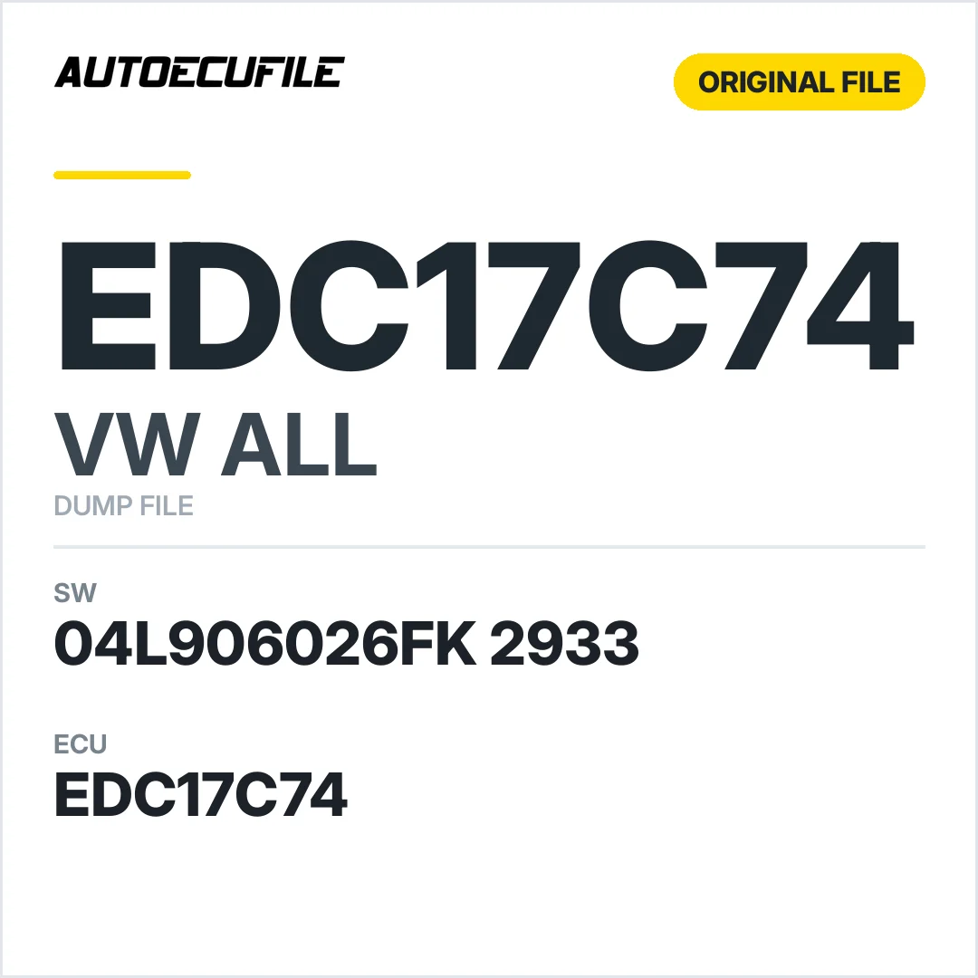 VW ALL EDC17C74 04L906026FK 2933 10SW007383 DUMP