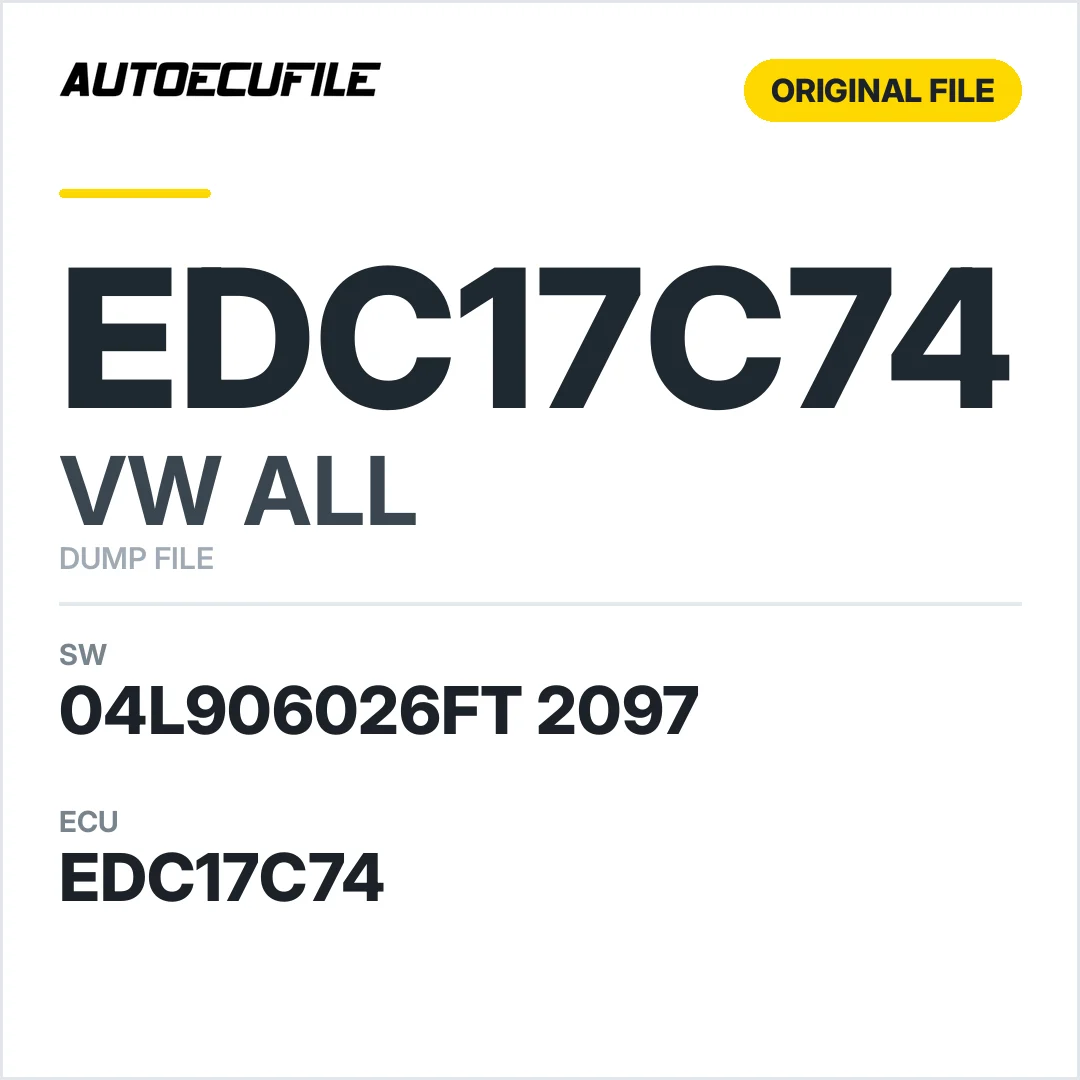 VW ALL EDC17C74 04L906026FT 2097 10SW006366 DUMP
