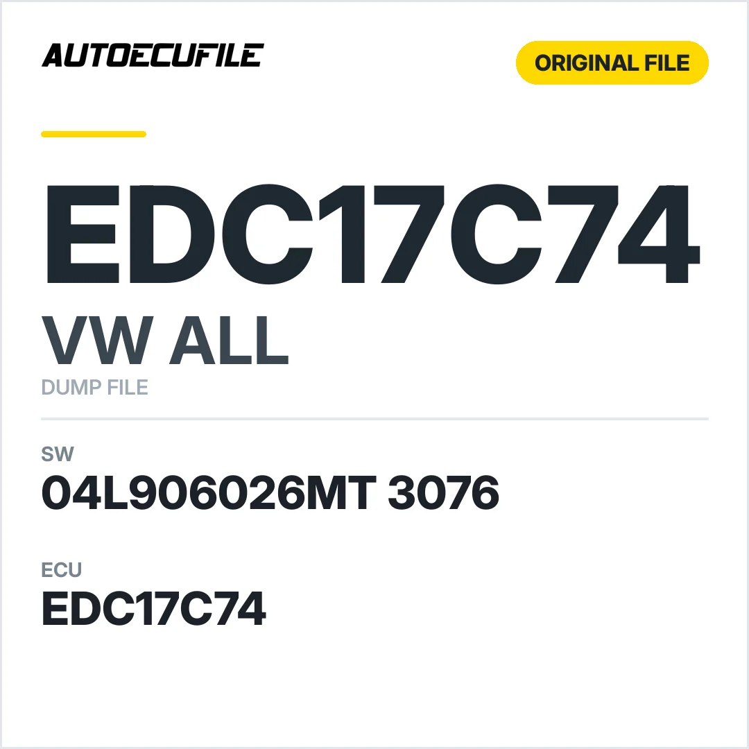 VW ALL EDC17C74 04L906026MT 3076 10SW008723 DUMP