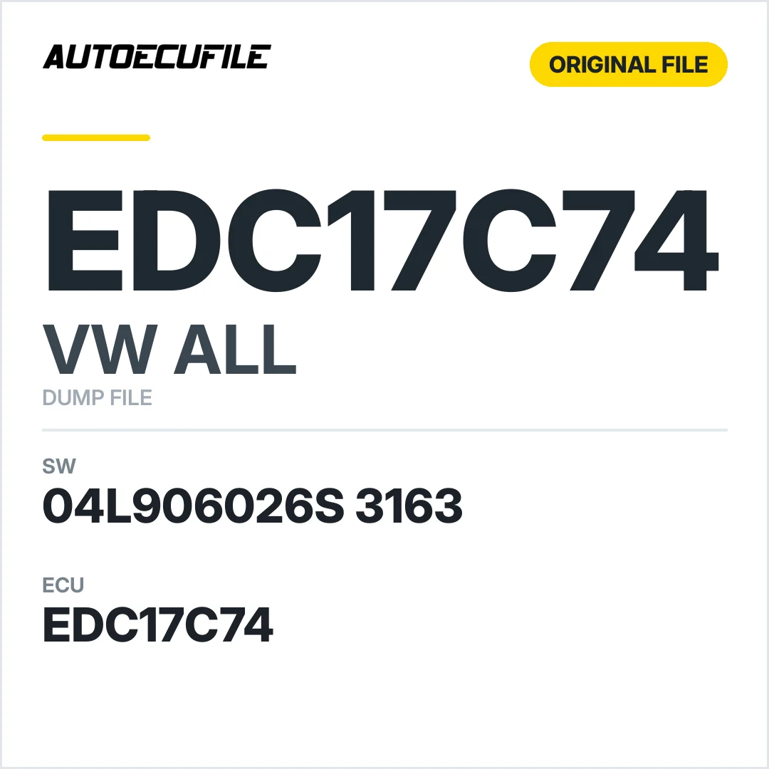VW ALL EDC17C74 04L906026S 3163 10SW009686 DUMP