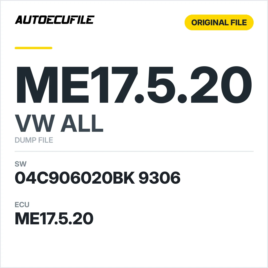 VW ALL ME17.5.20 04C906020BK 9306 10SW013902 DUMP