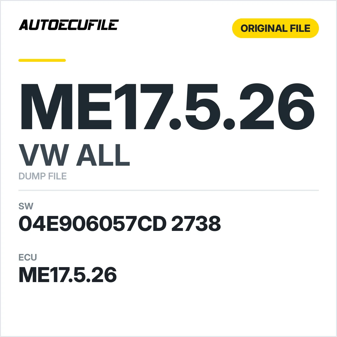 VW ALL ME17.5.26 04E906057CD 2738 10SW005703 DUMP