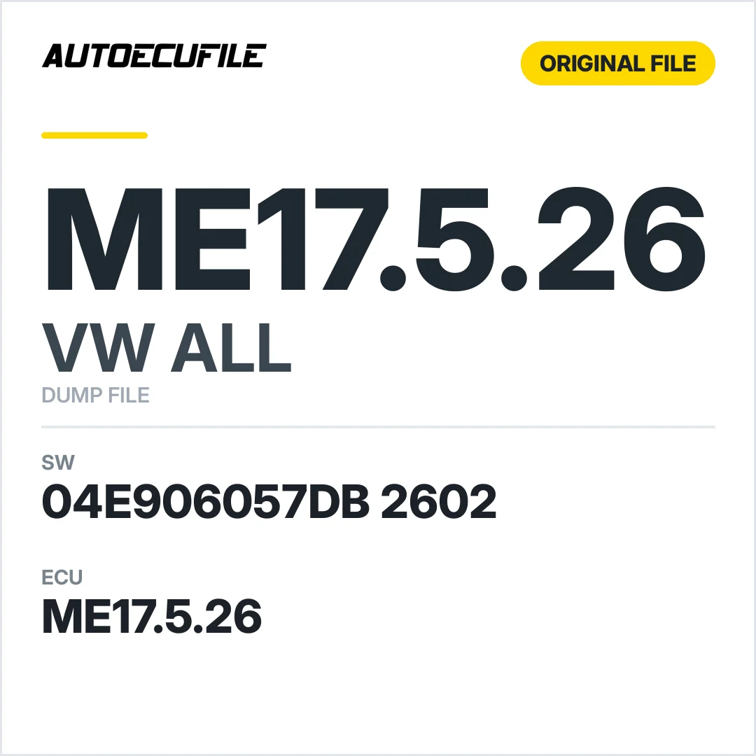 VW ALL ME17.5.26 04E906057DB 2602 10SW005010 DUMP