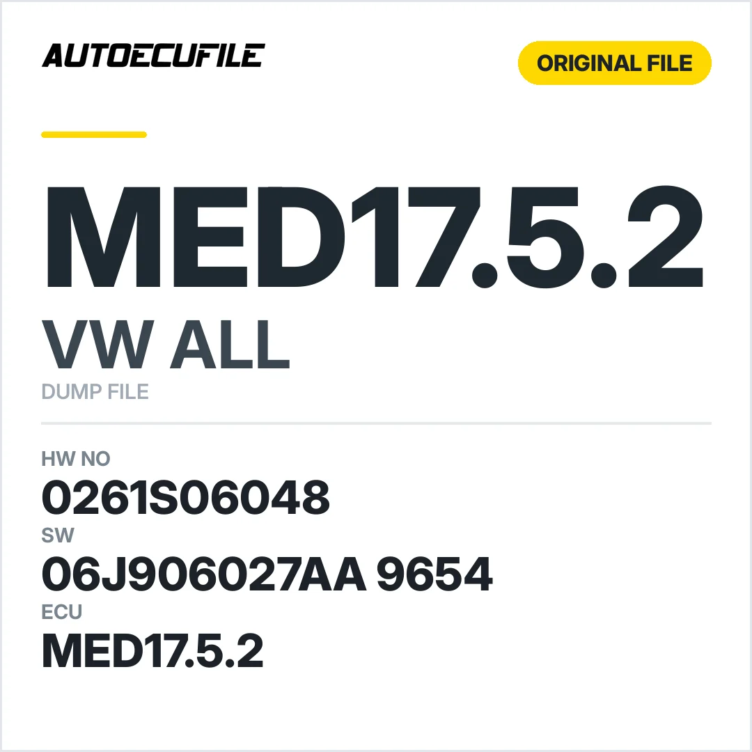 VW ALL MED17.5.2 06J906027AA 9654 1037522102 DUMP