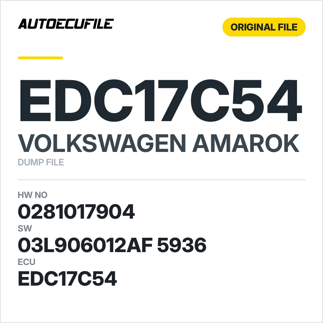 VW AMAROK EDC17C54 0281017904 03L906012AF 5936 1037535339 DUMP