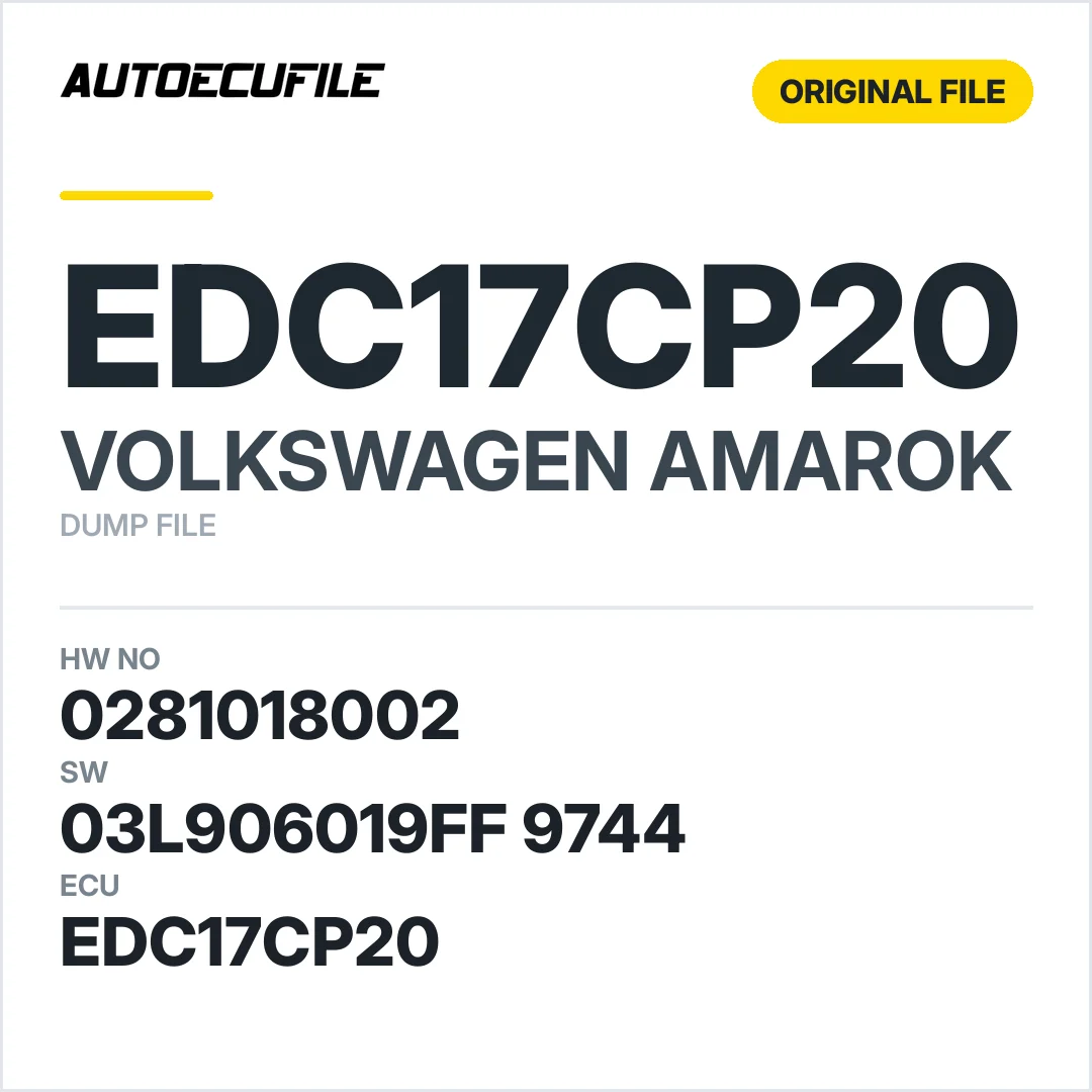 VW AMAROK EDC17CP20 0281018002 03L906019FF 9744 1037518110 1037526360 DUMP
