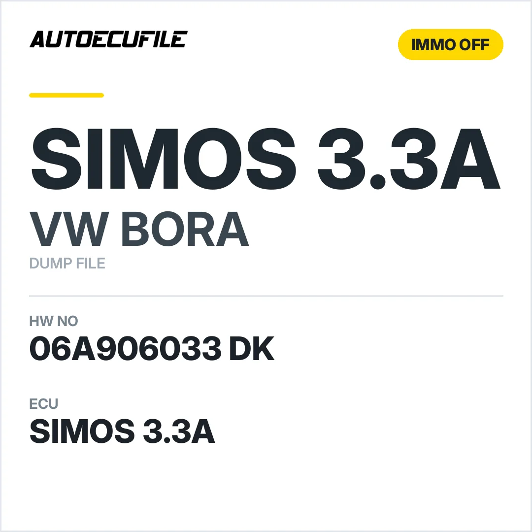 VW BORA SIMOS 3.3A 06A906033 DK 5WP40253 IMMO OFF DUMP