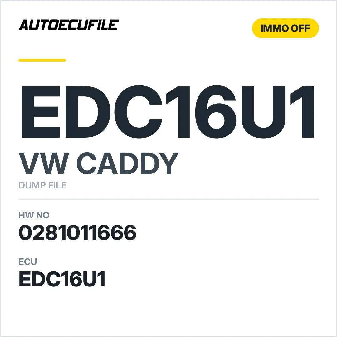 VW CADDY EDC16U1 0281011666 03G906016C  IMMO OFF DUMP