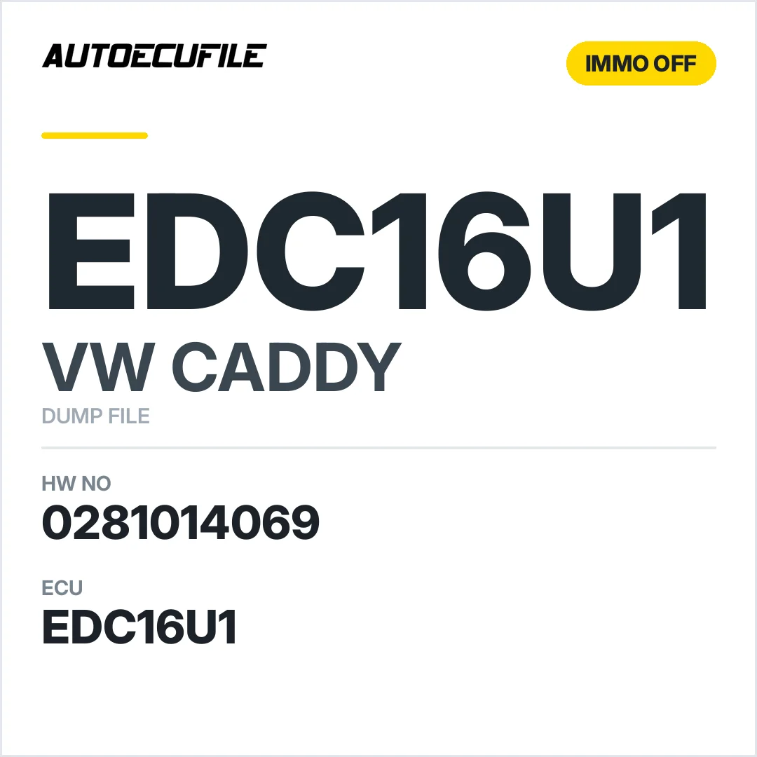VW CADDY EDC16U1 0281014069 03G906016LF IMMO OFF DUMP