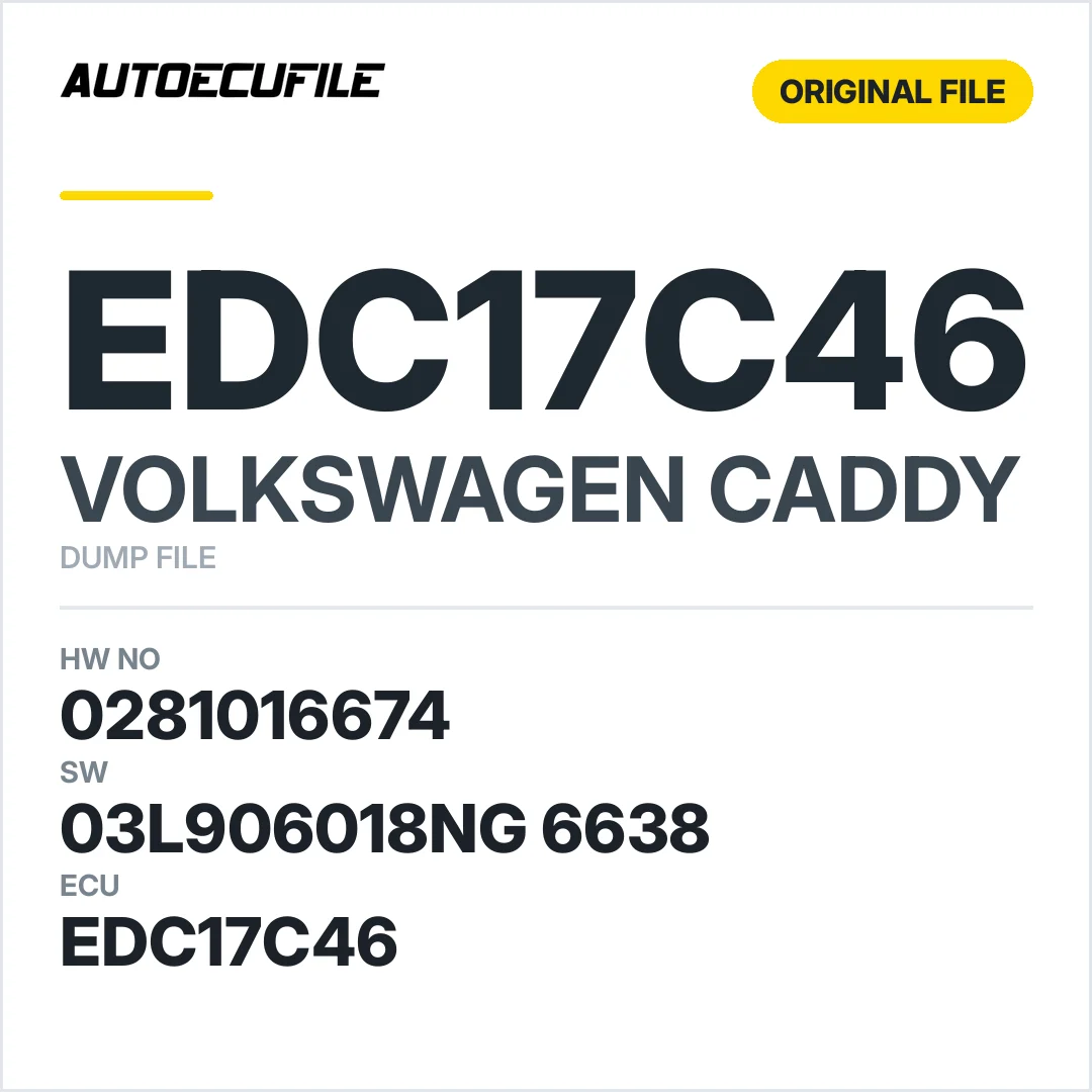 VW CADDY EDC17C46 0281016674 03L906018NG  6638 1037536608 DUMP