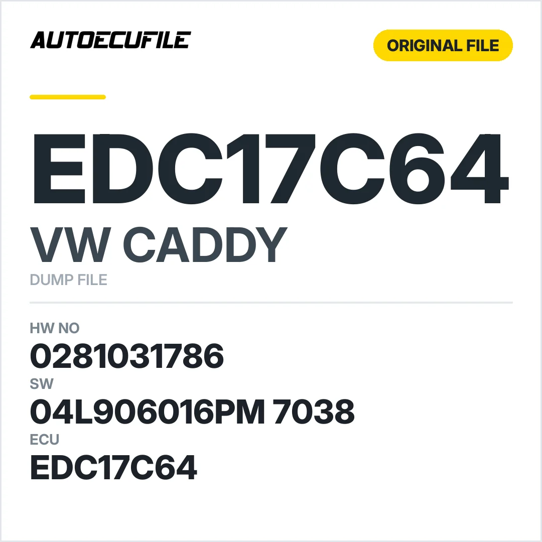 VW CADDY EDC17C64 0281031786  04L906016PM 7038 10SW047342 DUMP