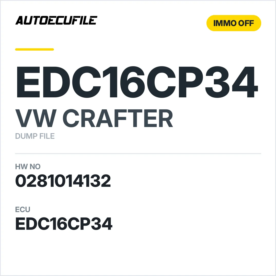 VW CRAFTER EDC16CP34 0281014132 074906032 BA IMMO OFF DUMP